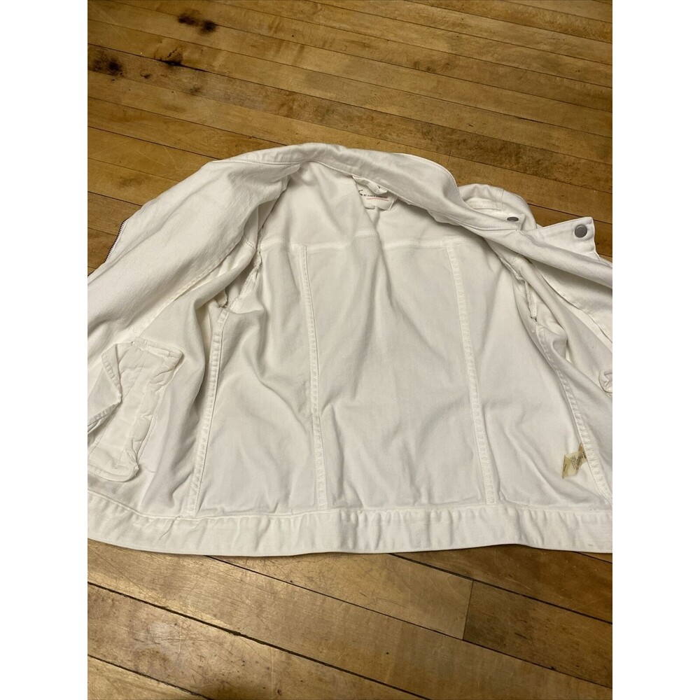 Vince Camuto Two Jacket Women’s Medium White Denim Jeans High Collar - Picture 10 of 14